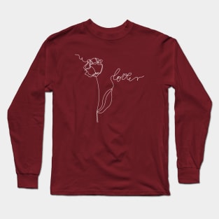 One line art white flower Long Sleeve T-Shirt